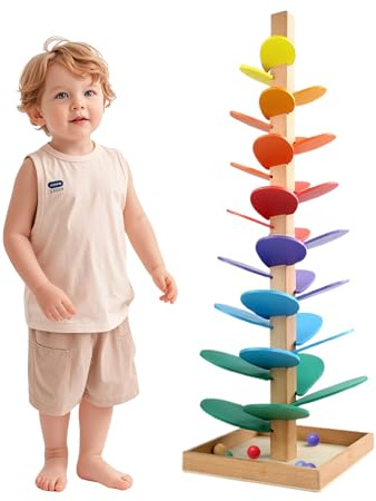 Montessori - Pista a sfera in legno, giocattolo educativo per la promozione precoce per bambini dai 3 anni in su