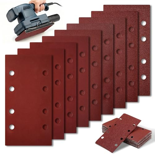 45 Stück Schleifpapier Set 93 x 185 mm, Klett Schleifblätter mit 8 Löchern, Körnung 60/80/120/180/320/400/600/800/1000 für Holz, Metall & Farbe, Zubehör für Schwingschleifer & Multischleifer