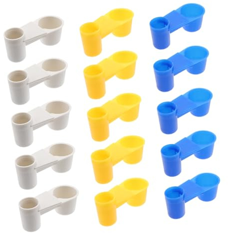 Hemobllo Abbeveratoio per Uccelli e Piccioni Set da 15 Pezzi, Distributore D'acqua Automatico in Plastica per Gabbie, Tazze Staccabili per Alimentazione Pulita di Pappagalli e Volatili