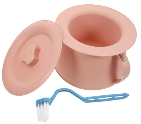 OUNONA Pot de Chambre avec Couvercle et Brosse Urinoir de Chevet Portable pour Usage Nocturne Bassine pour Personnes Âgées et Patients