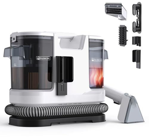 Lubluelu Nasssauger Polsterreiniger Gerät 600 W, 18 kPa Teppichreiniger Waschsauger, tragbarer Teppichreiniger mit 10-Sek.-Heizfunktion, Selbstreinigung und langem Schlauch für Sofas, Teppiche & Auto