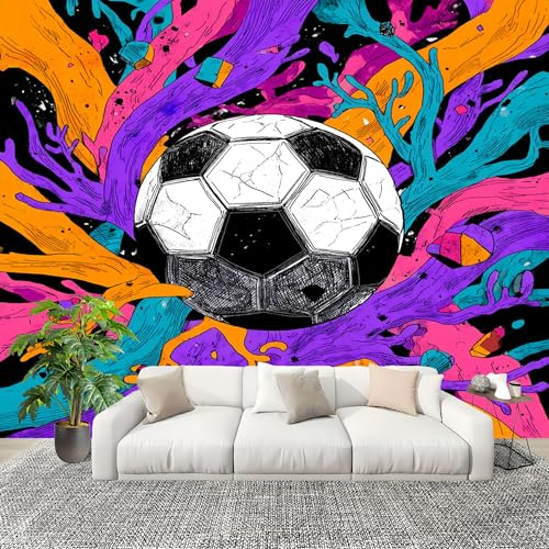 Mural Papel Pintado 3D 250x175cm Resumen Deportes FúTbol Fotomurales Tejido No Tejido Antiarrugas Póster Vistoso Murales Fotográfico Moderno Decoración de Paredes
