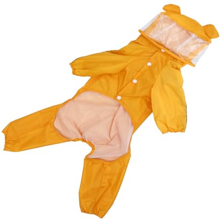 UPKOCH Hunde Regenmantel mit Kapuze Leichter Outdoor Hundepancho für Kleine und Mittelgroße Hunde Gelb mit Niedlichem Bienen Design Regenschutz für Spaziergänge und Joggen