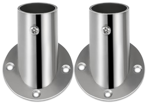 TOVINANNA Staffa per Asta Guardaroba in Acciaio Inox 25Mm, Flangia Presa Inclinata, Supporto Flangiato per Asta Armadio 2 Pezzi, Porta-Asta Resistente per Montaggio Laterale