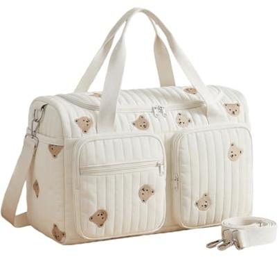 Xygobla Embroidery Changing Bag Tote, Large Capacity Stylish Cotton Mommy Bags Hospital Maternity Tote Handbag, Portable Travel Bag Multifunction Nappy Diaper