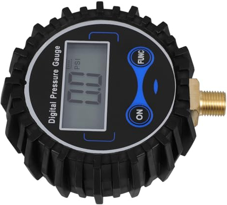 JUMPLAWN Digital Tire Pressure Gauge Battery Not Included for Accurate Tire Pressure Monitoring with LED Display Lightweight Compact Design Made of Sturdy Copper and Rubber