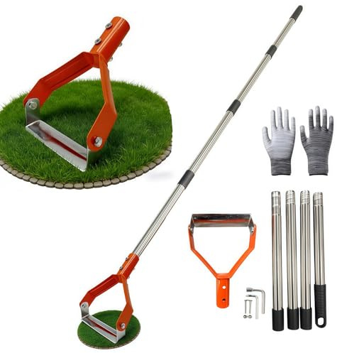 maykawe Azada ajustable con mango largo, azada holandesa extensible de 161 cm, azada holandesa resistente de acero al carbono para desmalezar, aflojar el suelo y plantar verduras (naranja)