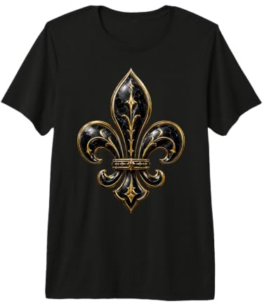 Emblème Gothique héraldique français Fleur de lys Noir T-Shirt Haut de Gamme