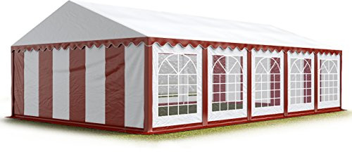 TOOLPORT 5x10 m Tente de réception/Barnum Rouge-Blanc Toile de Haute qualité PVC 700 N