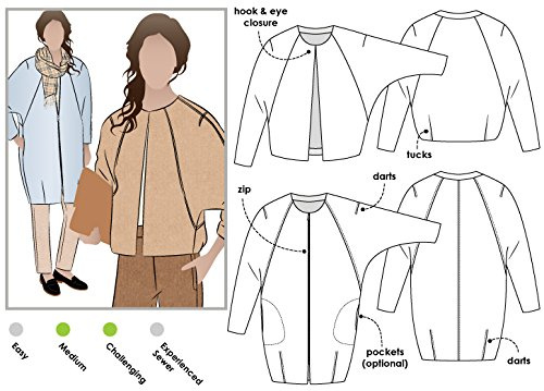 ARC stil sömnadsmönster - Alegra jacka eller kappa Sizes 18-30