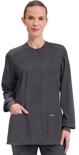 Cherokee WW Professionals Scrub Jacket for Women Snap Front 3 Pockets