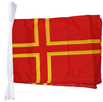Digni Grande Guirlande 12 Drapeaux France Normandie Croix de Saint Olaf - 30 x 45 cm / 8,9 m Sticker Gratuit