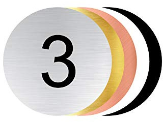 Signalétique.biz France - Plaque Gravée Boite Aux Lettres - Numéro de Maison à Personnaliser - Diamètre 4 cm - Aspect Argent Brossé avec Écriture Noir