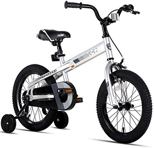 JOYSTAR 18 Inch Kids Bike with Training Wheels for Ages 5-8 Years Old Boys and Girls, Boys Bike with Handbrake for Early Rider, Children Bicycle Silver