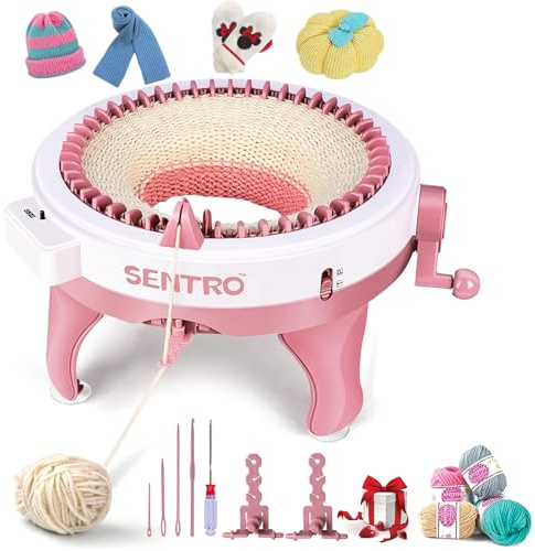 SENTRO Machine à Tricoter 48 Aiguilles avec Compteur de Rangées, Métier à Tricoter Circulaire à Double Mode pour Bonnets, Écharpes et Autres Créations, Idéale pour Débutants et Experts