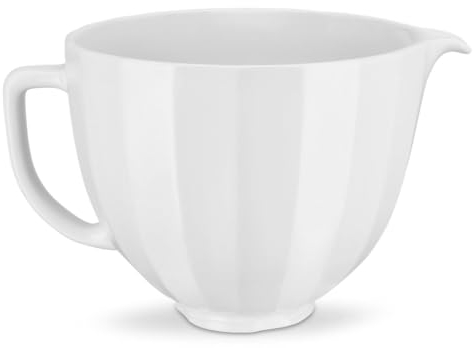 KitchenAid Keramikschüssel für alle 4,5–5 Quart Standmixer KSM2CB5PWS, weiße Schale