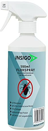NEU Biozidfreies Flohmittel für Hund 500ml – Flohabwehr – Effektives Mittel für Flöhe im Haus – Flee Spray & Flohspray für Katzen – Floh Abwehr-Lösung von INSIGO