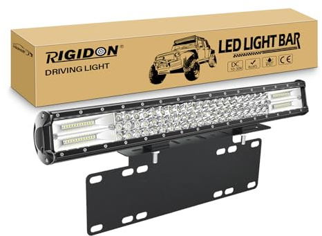 RIGIDON 23 Zoll 58cm 324W Led lichtleiste mit kennzeichenhalterung schwarz, 12V 24V Dreireihige offroad beleuchtung für Auto SUV, LKW, Fahrzeuge 4x4 ATV UTE, 6000K Weiß led scheinwerfer, Wasserdicht