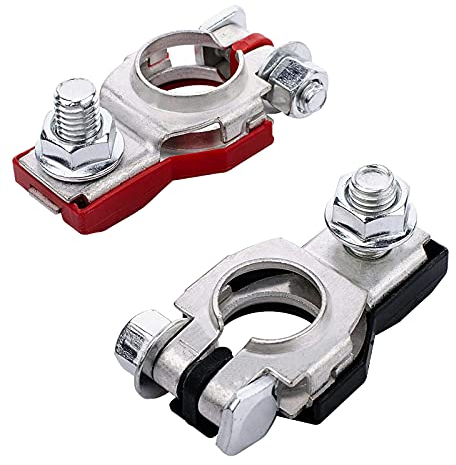 HUAZIZ 1 Paio di Terminali di Batteria Connettori, Gruppo Terminale Batteria Positivo e Negativo, Terminale Superiore Cavo Batteria Auto per Auto, Furgoni e camion