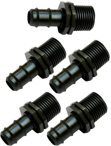 acquaverde Raccordo Portagomma e Filettato Maschio, Connettore Giunto per Tubi Irrigazione - Orto Facile (5, 16 mm x 1/2)