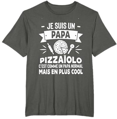Homme Humour Papa Pizzaïolo Fête des Pères Pizza Drôle Noël T-Shirt