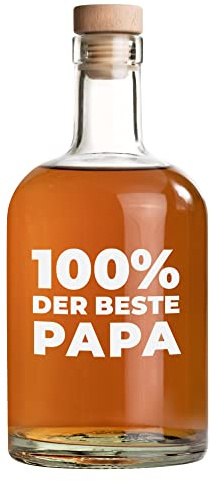 AMAVEL Glasflasche mit Gravur für Papa, 700 ml, Flasche mit Korken zum Befüllen aus Glas, Vatertagsgeschenk, Deko Abfüllflasche, Geschenke für Männer, Gravierte Ginflasche 100% der beste Papa