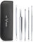 1st Deer Extracteur Point Noir de Acné, 5 Pcs Kit Extracteur Professional Pince Point Noir pour Retire Comédons, les Boutons et les Pustules en Boîtier Cuir