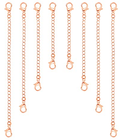 8 Stück Verlängerung für Halskette, 4 Größen Schmuck kettenverlängerung für Schmuckherstellung Halsketten Extender Armband Fußkettchen (Roségold)