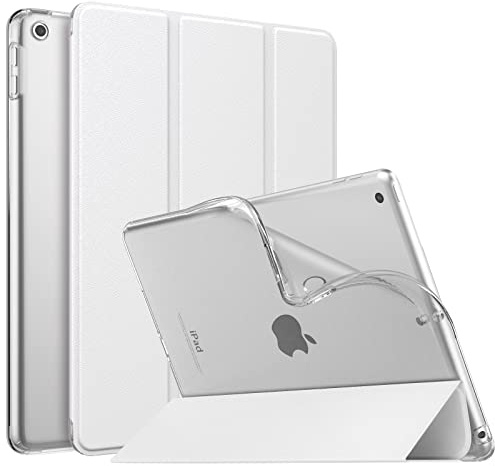 MoKo Case for iPad 9th Generation 2021/ iPad 8th Generation 2020/ iPad 7th Generation 2019, Soft Translucent TPU Frosted Back Cover Slim iPad 10.2 inch Case with Stand, Auto Wake/Sleep, White