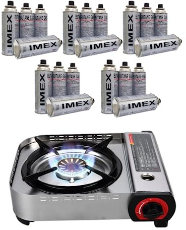 Imex Bärbar utomhus gasspis/campingspis 4,1 kW med 20 gaspatroner