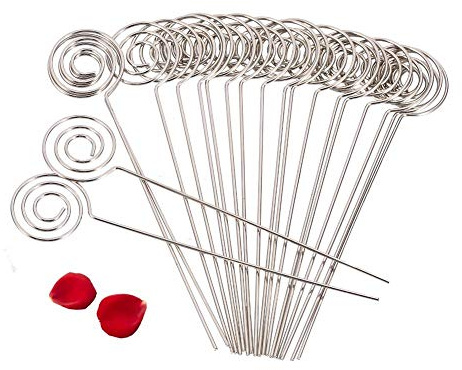 ANKROYU Visitenkartenhalter, Haftnotizenhalter, 50 X Silber, Handgefertigt, Metall, Runder Draht, Papier, Haftnotizen, Präsentationshalter, Metallclip, Ton, Kuchenzubehör, Dekoration(Round Shape)