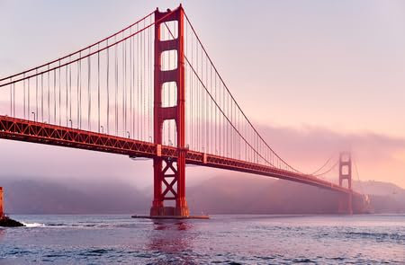 adrium Acryl-Bild 50 x 30 cm: Blick auf die Golden Gate Bridge vom Fort Point bei Sonnenaufgang, San Francisco, Kalifornien, USA (119920961)