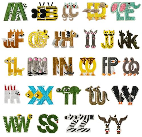 Buchstaben Aufnäher zum Aufbügeln 52 Stück Patches, Glitzerbuchstaben, Schriftzugelemente für Genähte Stickerei, Kleidungspatches