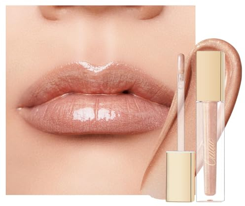 Oulac Lipgloss Glänzend - Flüssiger Lippenstift 3D Glanz Finish Feuchtigkeit Lipgloss Durchsichtig Glitzer mit Rosendamascena Blütenextrakt, Lippenpflege für Trockene Lippen, 4.5ml, Angelic (C17)