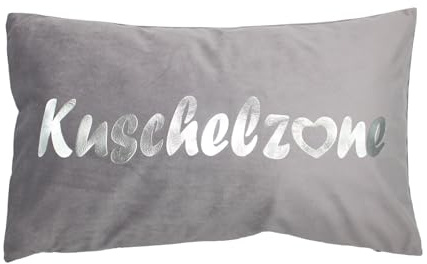 Moon Kissenhülle, Kissenbezug ca. 30x50 cm in Samt-Optik mit Kuschelzone Design - grau/Silber