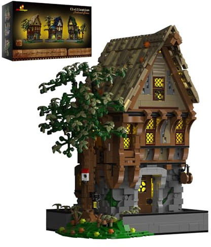 JMBricklayer Medieval Blacksmith Shop Lighting Building Set 30122 – Retro-LED-Licht-Konstruktionshaus-Baumodell-Set, Sammler-Ausstellungshaus, Geschenk für Erwachsene und Jugendliche (1991+ Teile)