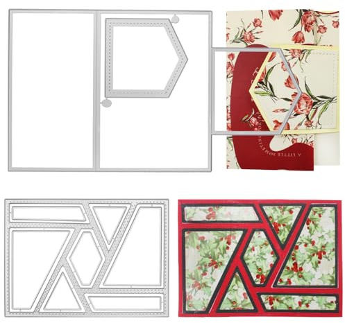 SENHAI Stanzformen für Einladungen und Polygonale Fotorahmen - 2 Stück Metall-Stanzformen für Kartenherstellung, Bastelarbeiten, Grußkarten, Alben, Scrapbooking