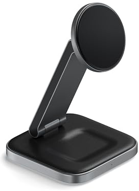 SATECHI Qi2-Ladegerät 2-in-1, faltbar, 15 W | Magnetischer Reiseständer für iPhone-Modelle 12–17 und AirPods Pro 2–4
