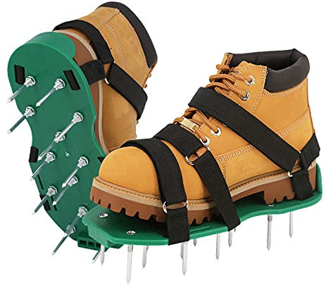 Lawn Aerator Shoes with Dual Straps On Instep Heavy Duty Spiked Aerating Sandals Shoes for Effective Aerating Universal Size Pre-Assembled Lawn Scarifier and Aerator for Lawns Yard Patio Garden Grass