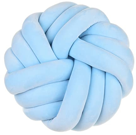 Liemuao Knotenkissen, 35 cm, Knotenkugelkissen, kreativ, handgefertigt, Zopfkissen, für die Dekoration von Sofa, Stuhl, Bett, Auto (blau)