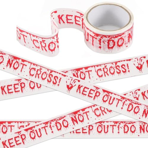 Nastro Spaventoso Rosso Bianco Halloween 4.8cm x 25m Nastro di Avvertenza Nastro per Halloween Nastro per Decorazioni di Halloween per Halloween Decorazioni,Articoli per Feste,Addobbi Halloween