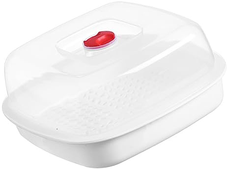 LABRIMP Vaporiera Per Microonde Per Alimenti Vaporiera Per Cucinare e Pesce Coperchio Ventilazione