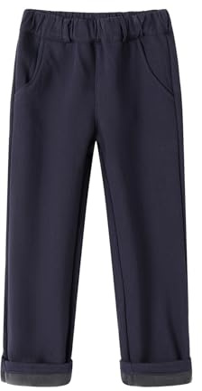 Mud Kingdom Toddler Boys Pants Fleece Lined Trousers for Boy Elastic Waist School Uniform Navy Blue 3 Years