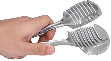 HAOHIZE Zwiebelhalter zum Schneiden, handgehaltener Zwiebelschneider, praktischer Edelstahl, nützlicher multifunktionaler Zitronenhalter, Gemüsehacker, Zwiebelschneider für