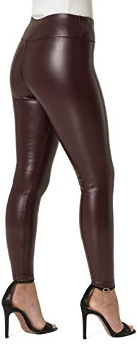 Festival Women's Leather Leggings High Waist Ladies Luxury Sexy Shiny Wet Look Faux Stretch Pant Trousers (UK, Numeric, 14, 16, Regular, Regular, Chocolate)