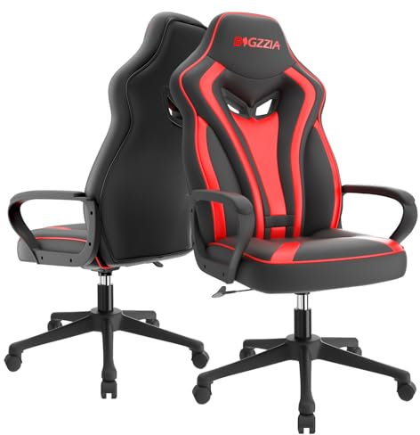 bigzzia Gaming Chair-Ergonomic Gaming Chair, Height Adjustable Computer Game Chair, Big and Tall Racing Style Seat for Adults (Red)
