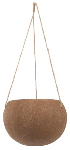 IWOWHERO Vaso da Fiori Appeso in Guscio di Noce di Cocco Naturale Resistente a Crepe e Gelo per Piante e Fiori, per Giardino Indoor e Balcone