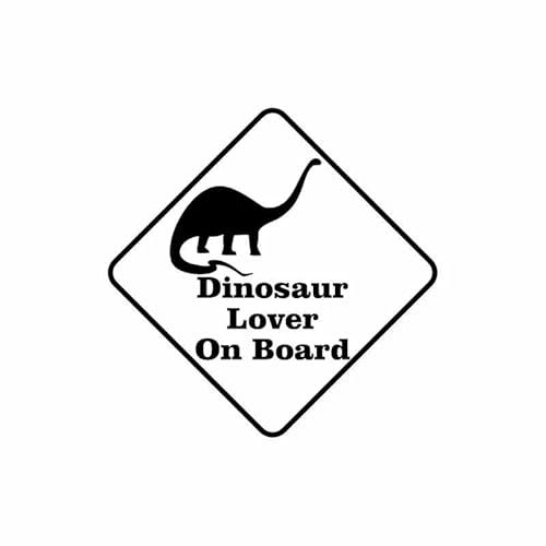JIFENLI Car Sticker 12CM*12CM Safety Sign Car Vinyl Decal Sticker Dinosaur Lover On Board Black/Silver