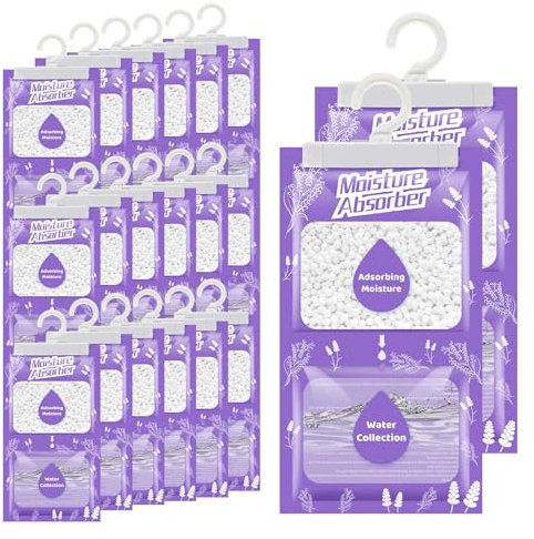 Boadw 20 x 230 g, deumidificatore sospeso, con profumo, assorbitore di umidità per cantina, camera da letto, lavanderia, anti-umidità, anti-muffa, sacchetto di essiccante – lavanda