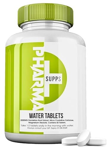 Pharma Water Balance Tablets for Fluid Support & Detox – 60 Water Tablets Natural Diuretic for Swelling Relief, Bloating, Electrolyte Balance & Weight Management – Made in UK